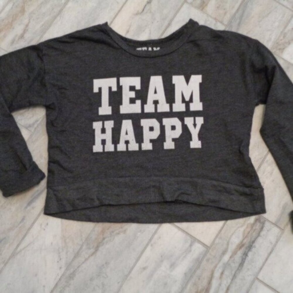 New So Nikki girls medium size 10/12 "Team Happy' gray Boutique top